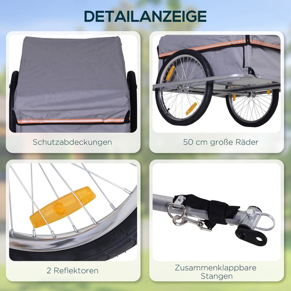 Cykelanhænger til gods, 140x88x60 cm, Grå