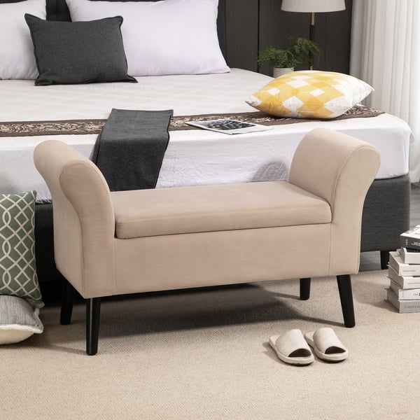 Bænk med opbevaring, 111,5x41x65 cm, Beige
