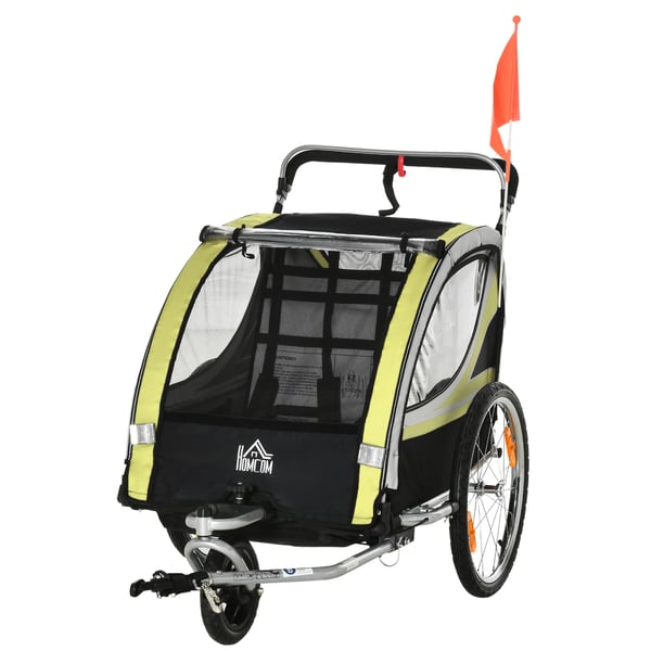 Lasten pyöräkärry 2-in-1, 142x75x101 cm, Keltamusta Lasten pyöräkärry 2-in-1, 142x75x101 cm, Keltamusta