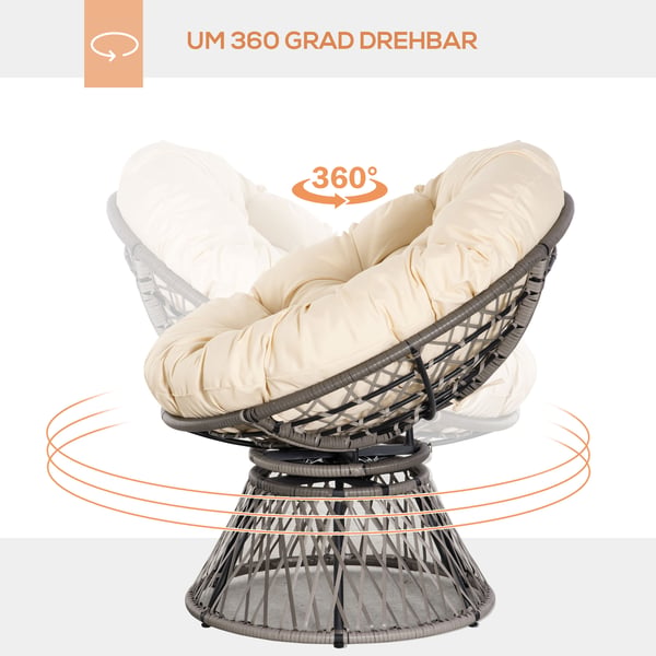 Papasan-tuoli 87x97x90 cm, beige, metallirunko