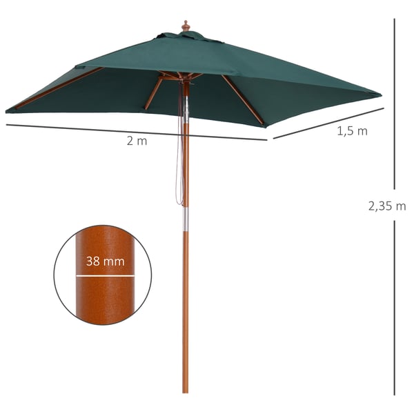 Parasol, 200x150x235 cm, Grøn
