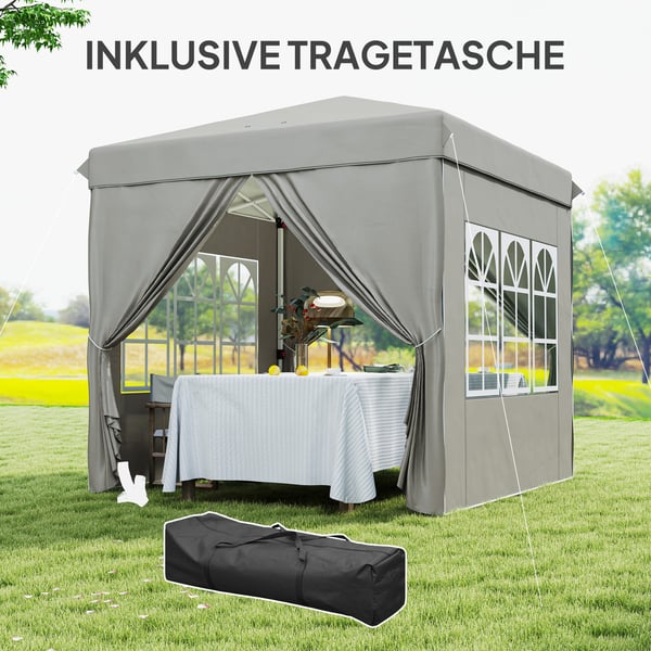 Pop-up Pavillon, 248x248x270 cm, Lysegrå