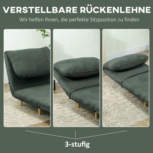 Soffa med bäddfunktion, 82x89x83 cm, grön