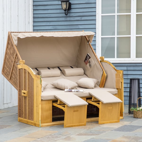Strandstol, 150x79x160 cm, Natur