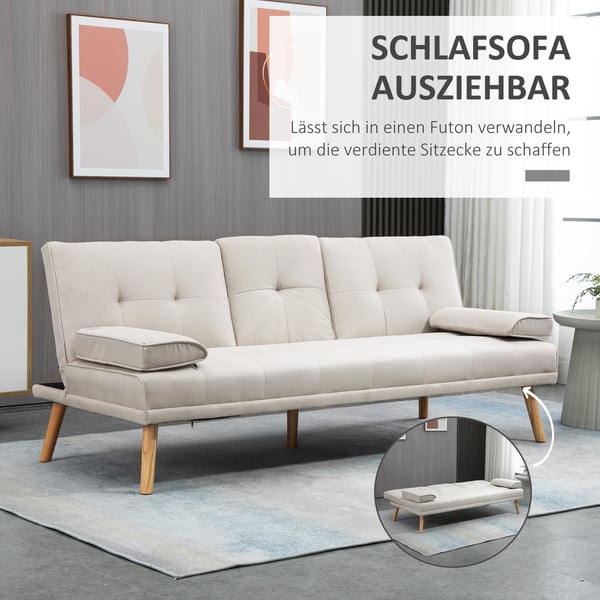 Soffa med bäddfunktion, 181x77x78 cm, Beige