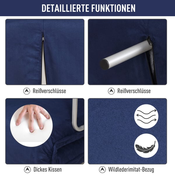 Soffa med bäddfunktion, 111x80x78 cm, Blå