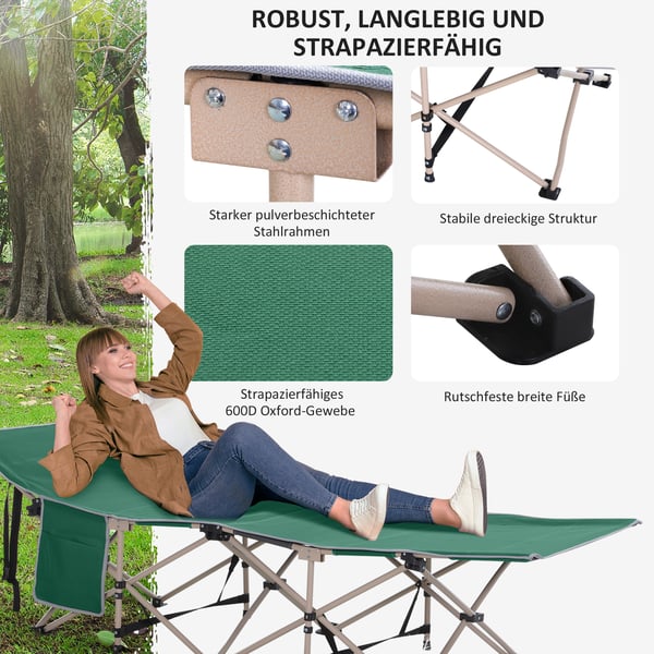 Camping Seng, 190x68x52 cm, Grøn