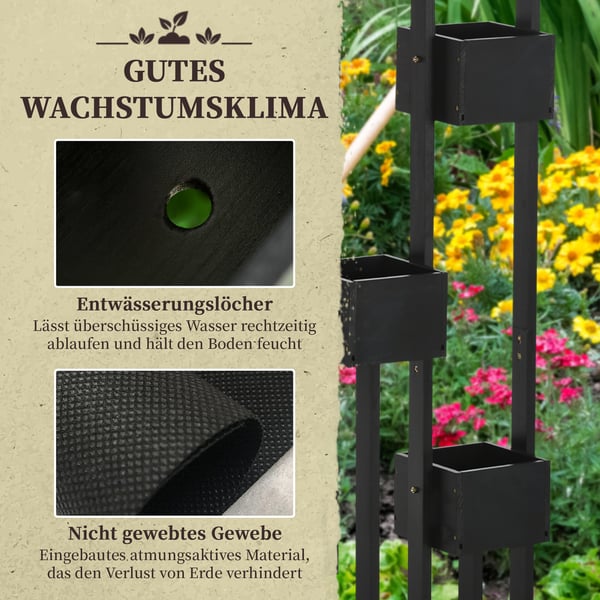 Plantekasse kombination, 90x45x170 cm, Sort, Træ