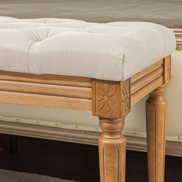 Polstret bænk, 120x41x48 cm, creme