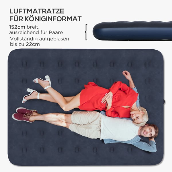 Luftmadrass, 203x152x22 cm, Blå