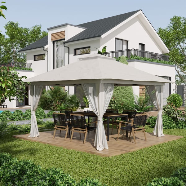 Sammenklappelig Pavillon, 392x392x283 cm, Creme