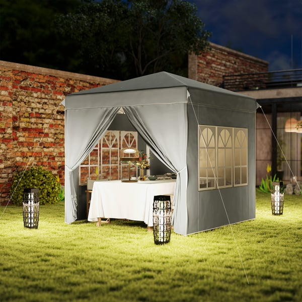 Pop-up Pavillon, 248x248x270 cm, Lysegrå