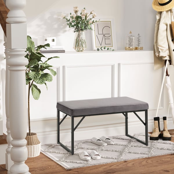 Polstret bænk, 115x46x49 cm, Mørkegrå