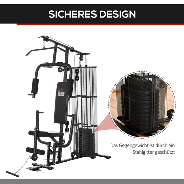 Home Gym Station, 150x110x210 cm, Sort