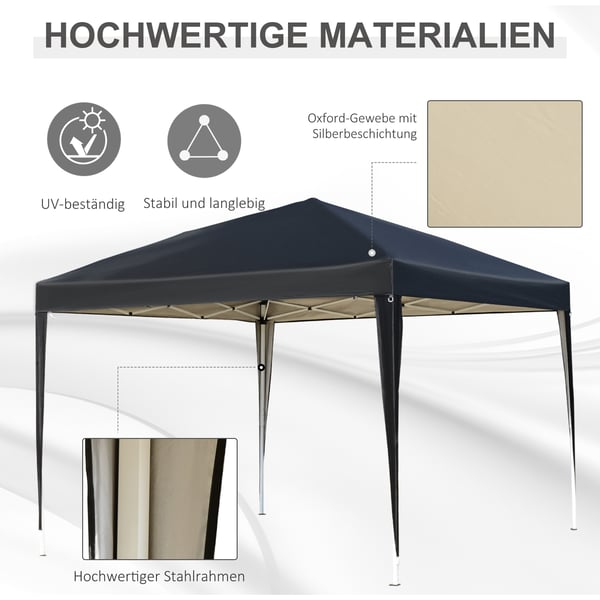 Pop-up-tält med tak, 295x295x255 cm, svart