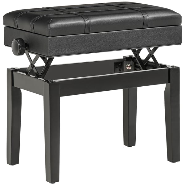 Klaverbænk, Justerbar Højde, 63x35x46-56 cm, Sort