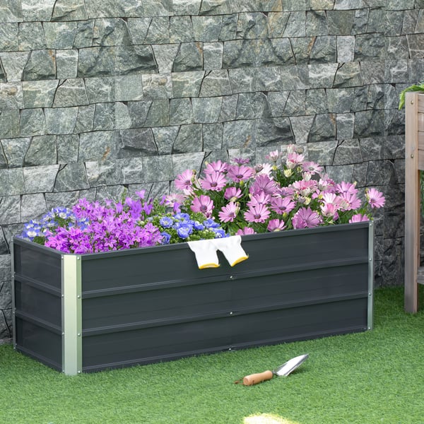 Højbeds plantekasse, 125x47x40 cm, Grå