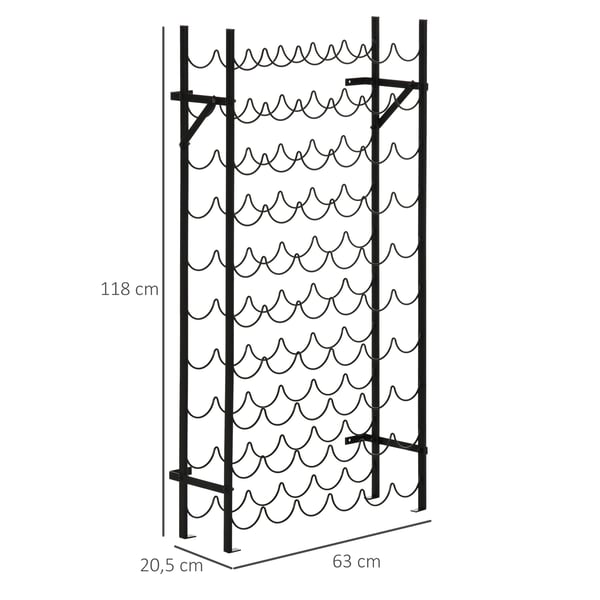 Vinställ, 63x20,5x118 cm, Svart, Metall