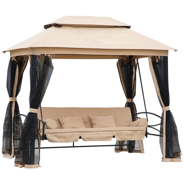 Haveswing, 3-personers med sidepaneler, 256x172x248 cm, Beige