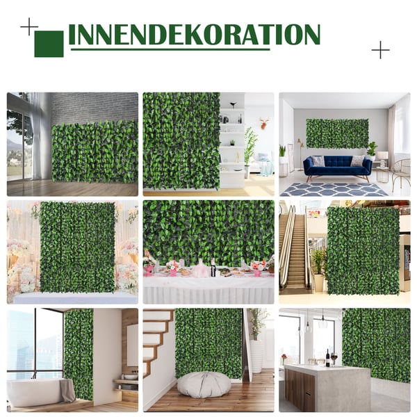 Kunstig hæk, 300x100 cm, mørkegrøn, udendørs dekoration