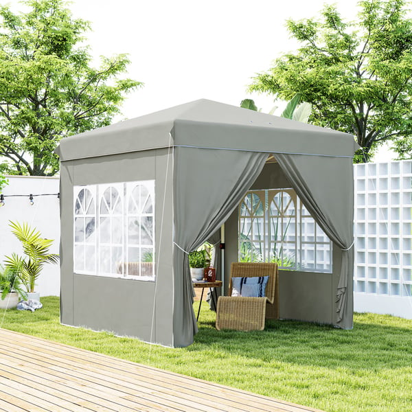 Pop-up Pavillon, 248x248x270 cm, Lysegrå