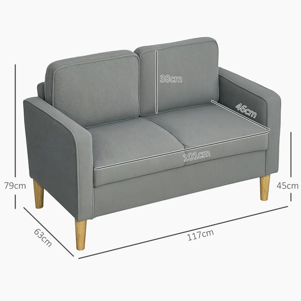 Sofa, 117x63x79 cm, Lysegrå