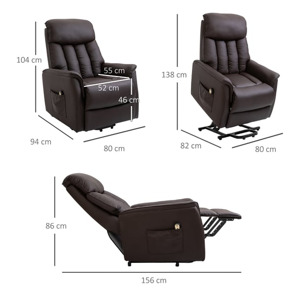 Elektrisk reclinerfåtölj, 80x94x104 cm, Brun