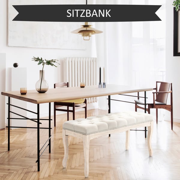 Polstret bænk, 110x40x48 cm, beige