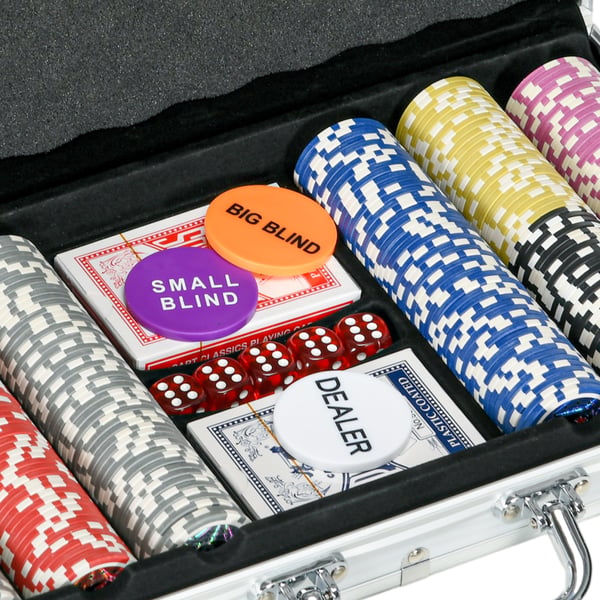 Poker sæt, 38,5x23x6,5 cm, sølv
