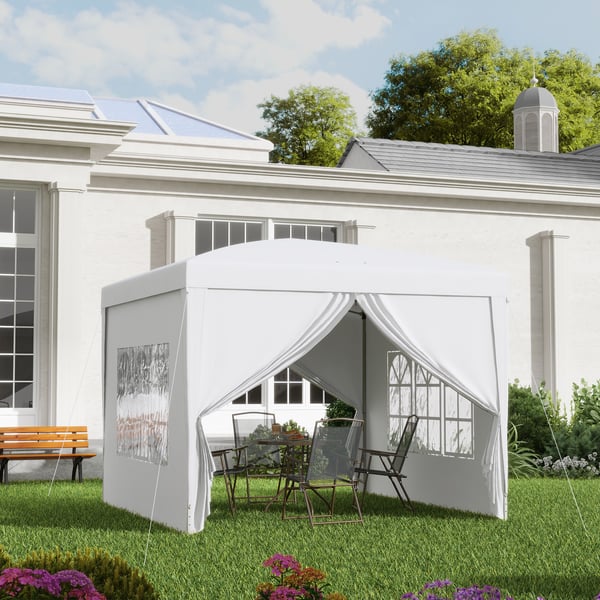 Sammenklappelig pavillon, 295x295x258 cm, hvid