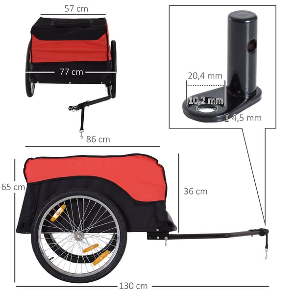 Cykel Lastvagn, 130x77x65 cm, Röd-Svart