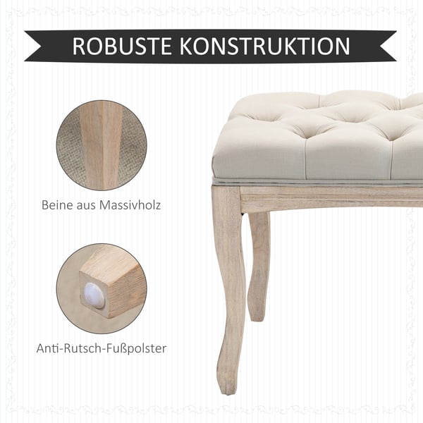 Polstret bænk, 110x40x48 cm, beige