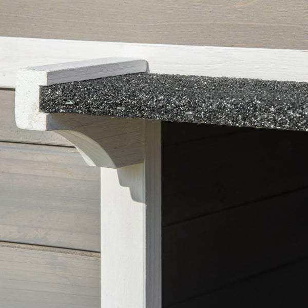 Kattehus, 115x66,5x74,7 cm, grå og hvid