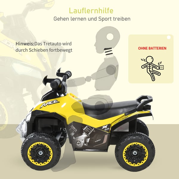 Ride-On bil, 67,5x38x44 cm, gul