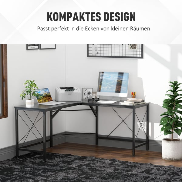 Hjørneskrivebord, 150x150x76 cm, Sort