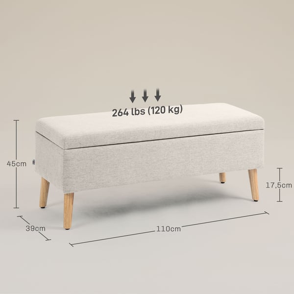 Opbevaringsbænk, 110x39x45 cm, Beige