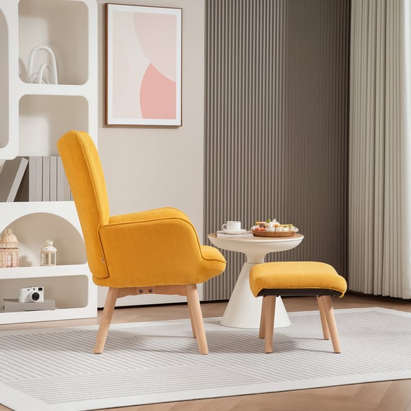 Nojatuoli ja rahi, 72x80x101 cm, keltainen