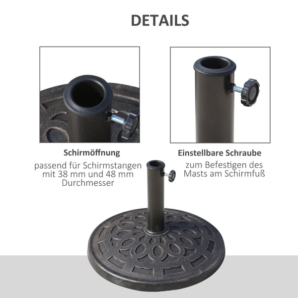 Aurinkovarjon jalusta, 48,5x34 cm, pronssi
