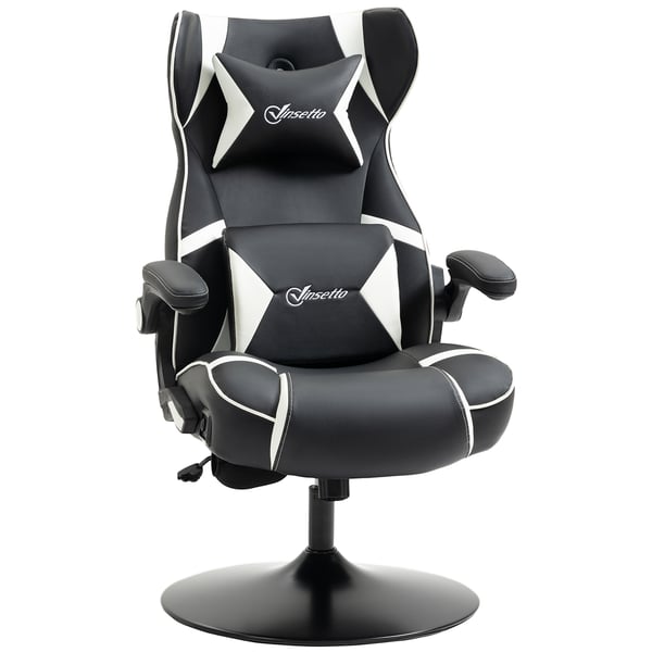 Gamingstol, Justerbar ergonomisk datorstol med högtalare, 69x73x118 cm, Vit