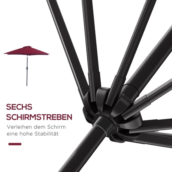 Parasol, 260x235 cm, Rød, Star