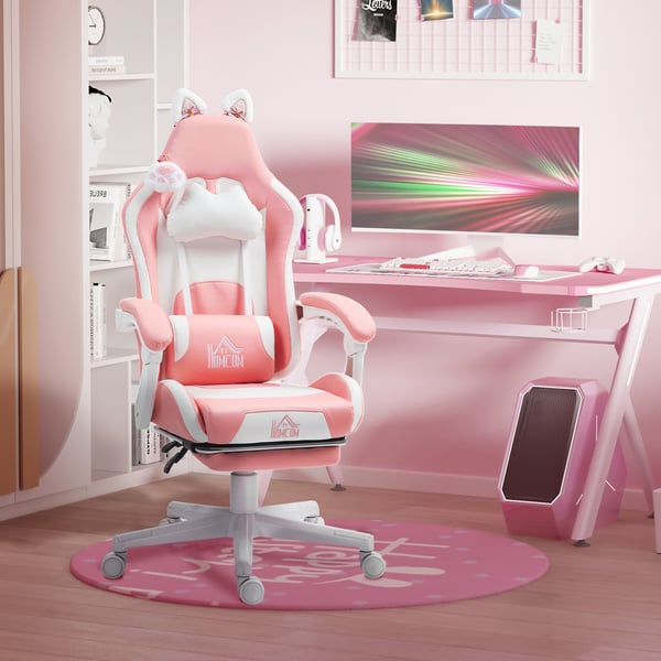 Gamingstol, 65x62x116-124 cm, Pink