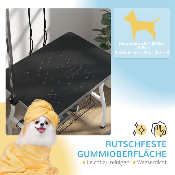 Bord til hundefrisering, 90x60x76 cm, sort og hvid