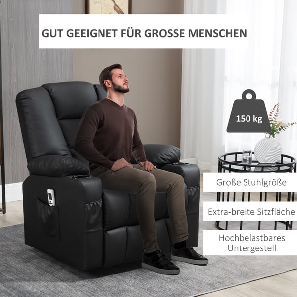 Massagestol med vippefunktion, 90x98x102 cm, Sort