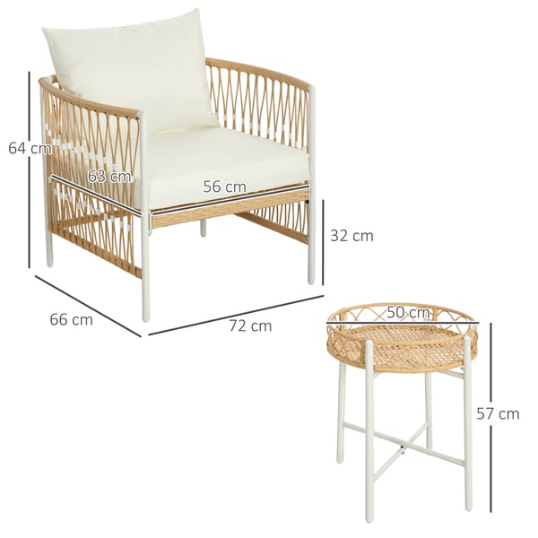 Udendørs møbelsæt, 72x66x64 cm, Gul Creme