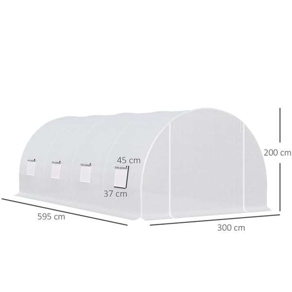 Drivhus, 600x300x200 cm, Hvid