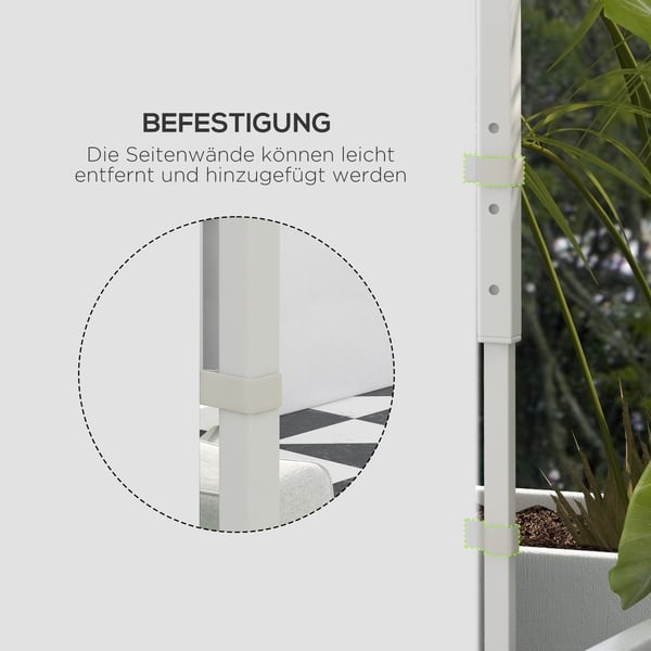 Gazebo Sidepaneler, 295x195 cm, Hvid