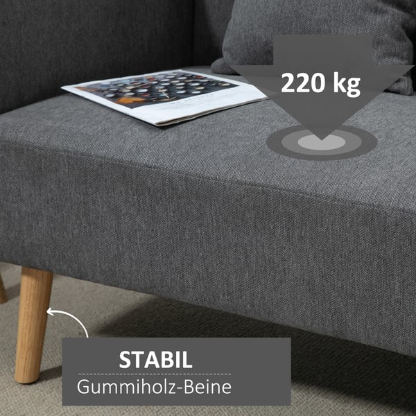 Loveseat sofa, 130x70x80 cm, grå
