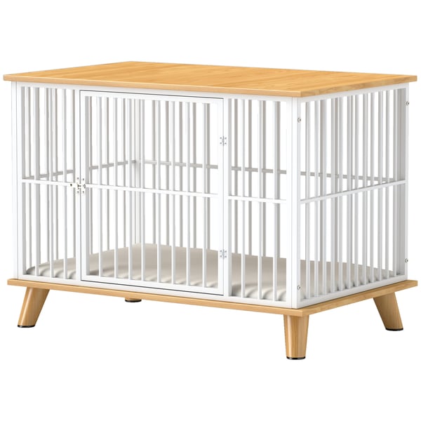 Hundebur, 86x60x70 cm, Hvid, Eg