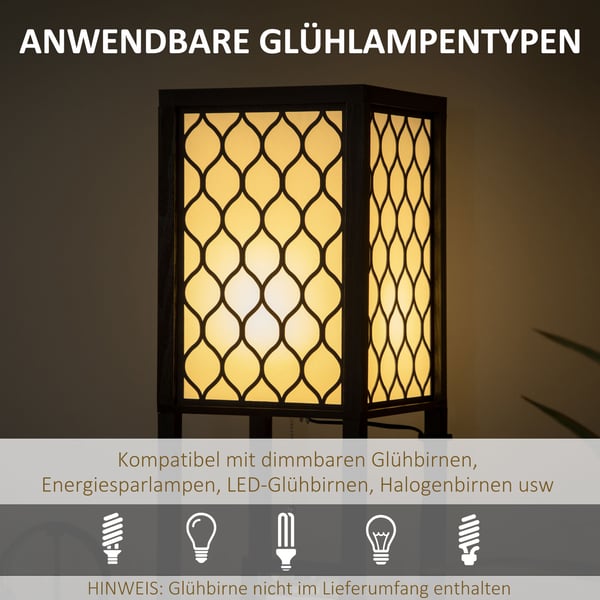 Golvlampa med hylla, 26x26x156 cm, Svart