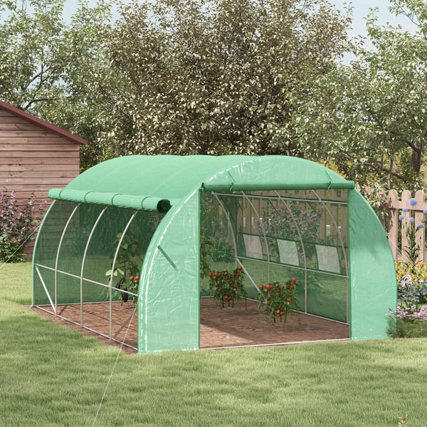 Polytunnel Drivhus, 397x300x200 cm, Grøn